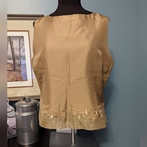 Anne Carson sleeveless silk top with embroidered bottom, size 12